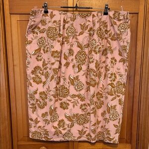 Lane Bryant Floral Pencil Skirt 24 Pink Brown Midi GUC Plus Size Workwear Chic